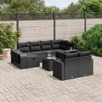 ManoMano 11-tlg. Garten-Sofagarnitur mit Kissen Schwarz Poly Rattan vidaXL33338 Angebot