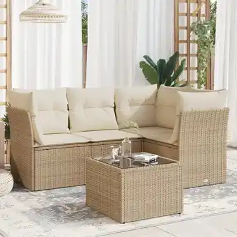 ManoMano 5-tlg. Garten-Sofagarnitur mit Kissen Beige Poly Rattan vidaXL428961 Angebot