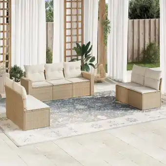 ManoMano 7-tlg. Garten-Sofagarnitur mit Kissen Beige Poly Rattan vidaXL46181 Angebot