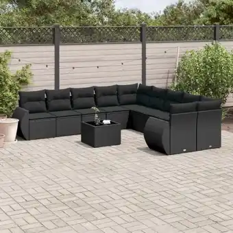 ManoMano 11-tlg. Garten-Sofagarnitur mit Kissen Schwarz Poly Rattan vidaXL99440 Angebot