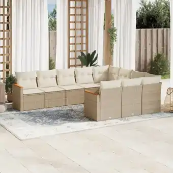 ManoMano 10-tlg. Garten-Sofagarnitur mit Kissen Beige Poly Rattan vidaXL75542 Angebot