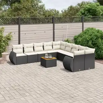 ManoMano 11-tlg. Garten-Sofagarnitur mit Kissen Schwarz Poly Rattan vidaXL60765 Angebot