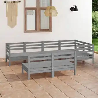 ManoMano 7-tlg. Garten-Lounge-Set Massivholz Kiefer Grau vidaXL551623 Angebot