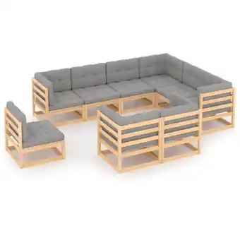 ManoMano 9-tlg. Garten-Lounge-Set，Gartenmöbel-Set mit Kissen Kiefer Massivholz vidaXL Angebot