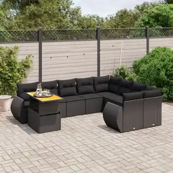 ManoMano 10-tlg. Garten-Sofagarnitur mit Kissen Schwarz Poly Rattan vidaXL78405 Angebot