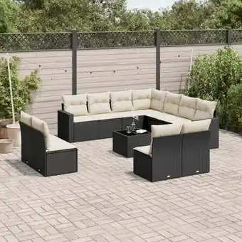 ManoMano 12-tlg. Garten-Sofagarnitur mit Kissen Schwarz Poly Rattan vidaXL300611 Angebot