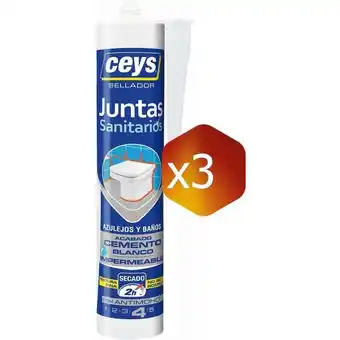 ManoMano Pack de 3 cartuchos Ceys Sellador de juntas para sanitarios (∼300 ml.) Angebot