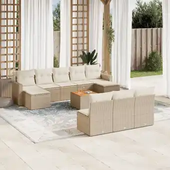 ManoMano 11-tlg. Garten-Sofagarnitur mit Kissen Beige Poly Rattan vidaXL26154 Angebot