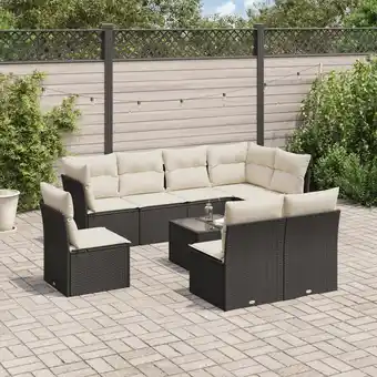 ManoMano 9-tlg. Garten-Sofagarnitur mit Kissen Schwarz Poly Rattan vidaXL126555 Angebot