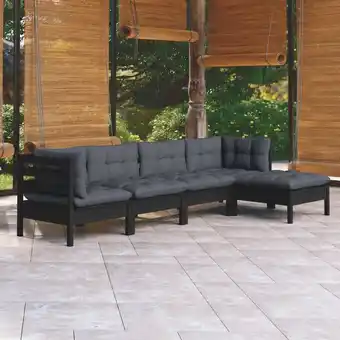 ManoMano 5-tlg. Garten-Lounge-Set,Gartenmöbel-Set mit Kissen Schwarz Kiefernholz vidaXL Angebot