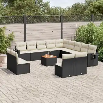 ManoMano 14-tlg. Garten-Sofagarnitur mit Kissen Schwarz Poly Rattan vidaXL13974 Angebot