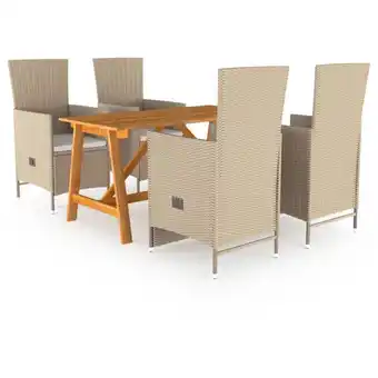 ManoMano 5-tlg. Garten-Essgruppe,Gartenmöbel Set Beige vidaXL Angebot