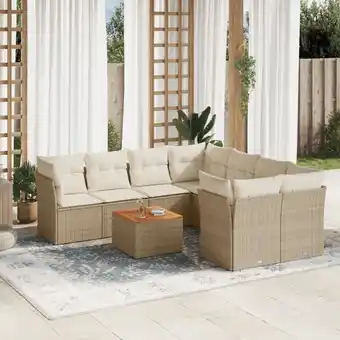 ManoMano 9-tlg. Garten-Sofagarnitur mit Kissen Beige Poly Rattan vidaXL169315 Angebot