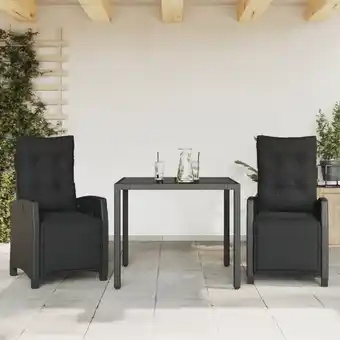 ManoMano 3-tlg. Garten-Essgruppe mit Kissen Schwarz Poly Rattan vidaXL107607 Angebot