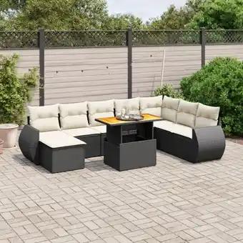 ManoMano 9-tlg. Garten-Sofagarnitur mit Kissen Schwarz Poly Rattan vidaXL14404 Angebot