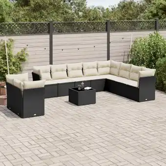 ManoMano 11-tlg. Garten-Sofagarnitur mit Kissen Schwarz Poly Rattan vidaXL44384 Angebot