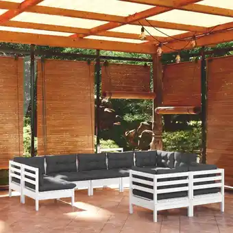 ManoMano 9-tlg. Garten-Lounge-Set,Gartenmöbel-Set mit Kissen Weiß Kiefer Massivholz vidaXL893878 Angebot