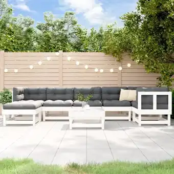 ManoMano 8-tlg. Garten-Lounge-Set,Gartenmöbel-Set mit Kissen Weiß Massivholz vidaXL Angebot