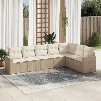 ManoMano 7-tlg. Garten-Sofagarnitur mit Kissen Beige Poly Rattan vidaXL795874 Angebot