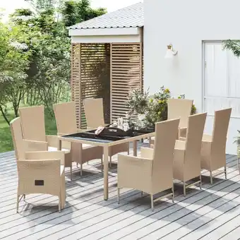 ManoMano 9-tlg. Garten-Essgruppe,Gartenmöbel Set mit Kissen Beige Poly Rattan vidaXL Angebot