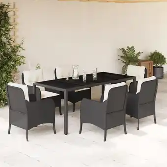 ManoMano 7-tlg. Garten-Essgruppe mit Kissen Schwarz Poly Rattan vidaXL56905 Angebot