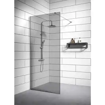 ManoMano Duschwand Rizani 80 x 200cm Dunkles Glas Duschabtrennung Chrom - Walk-In Dusche Nano Duschtrennwand - Chrom Angebot