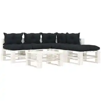 ManoMano 6-tlg. Garten-Lounge-Set, Gartenmöbel, Sitzgruppe Gartenset Paletten mit Anthrazit-Kissen Holz LLOAQ131235 MaisonChic Angebot