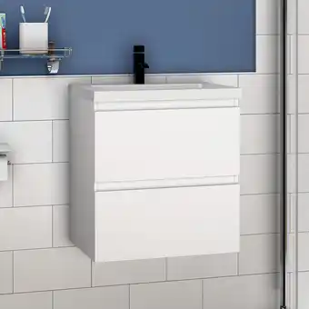 ManoMano Waschtisch mit Unterschrank Badmöbel Waschbecken Badezimmer 50cm Weiß mit Waschbecken Angebot