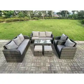 ManoMano 10-Sitzer Dunkelgrau pe Wicker Rattan Gartenmöbel Set Liegestuhl 3-Sitzer Lounge Sofa Set Outdoor Rechteckiger Couchtisch - F Angebot