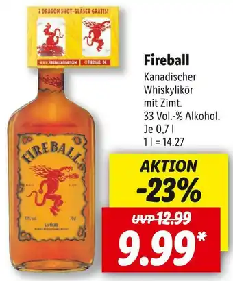 Lidl Fireball whiskylikör Angebot