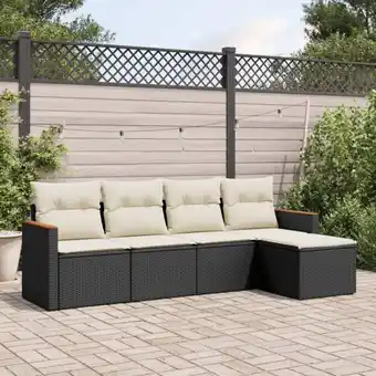 ManoMano 5-tlg. Garten-Sofagarnitur mit Kissen Schwarz Poly Rattan Vidaxl Schwarz Angebot