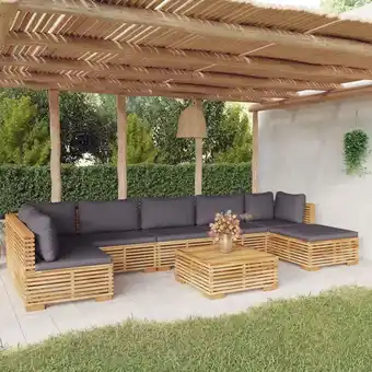 ManoMano 8-tlg. Garten-Lounge-Set Gartenmöbel-Set Terrassen-Sitzgruppe mit Kissen Massivholz Teak ZDEH75412 MaisonChic Angebot