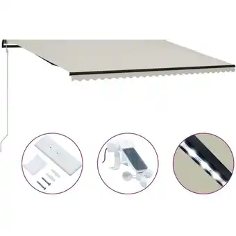 ManoMano Einziehbare Markise mit Windsensor & LED Sonnenmarkise Sonnenschutz Terrasse Balkon Auvent 600x300cm Creme RGDCH126288 Maison Angebot