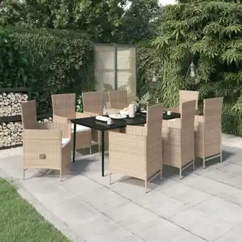 ManoMano 9-tlg. Garten-Essgruppe Gartenmöbel Set Terrassen/Balkon/Outdoor-Essgruppe mit Auflagen Beige ETHJ262980 MaisonChic Angebot