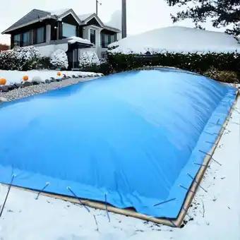 ManoMano Aufblasbare Poolabdeckung Rechteck 600x300 cm Blau Überwinterung Luft Kissen Angebot