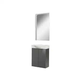 ManoMano Sbc luna Gäste wc Set 3-teilig 55 cm, Anthrazit, Keramik Hahnloch rechts + led Spiegel-90267145 - Fackelmann Angebot