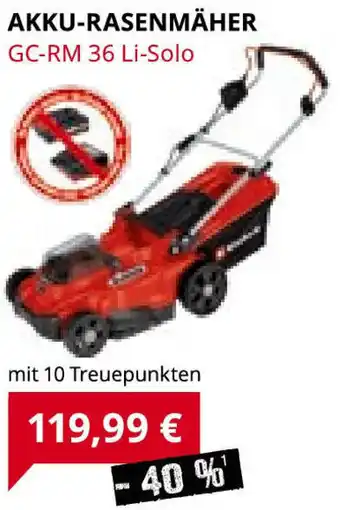 Marktkauf Akku Rasenmäher GC-RM 36 Li Solo Angebot