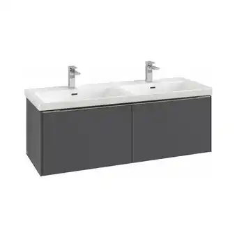 ManoMano Subway 3.0, Waschbeckenunterschrank, 1272x429x478 mm, 2 Auszüge, C5670, Farbe: Front/Korpus: Volcano Black, Griff: Aluminium  Angebot