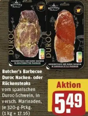 REWE Butcher's Barbecue Duroc Nacken oder Rückensteaks 320 g Pckg. Angebot