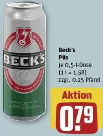 REWE BECK'S Pils 0,5 L Dose Angebot