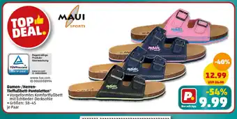 PENNY MAUI SPORTS Damen-/Herren- Tieffußbett-Pantoletten • Größen: 38-45 Angebot