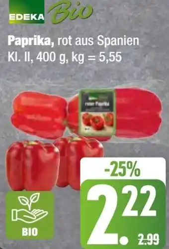 Edeka Frischemarkt EDEKA Bio Paprika, rot 400 g Angebot