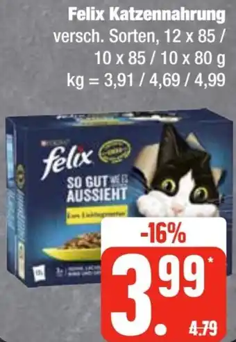 Edeka Frischemarkt Felix Katzennahrung 12 x 85/10x85/10x80 g Angebot