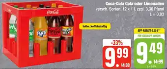 Edeka Frischemarkt Coca-Cola Cola oder Limonaden 12x1 L Angebot