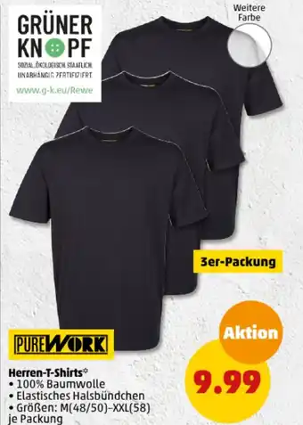 PENNY GRÜNER KNOPF Herren-T-Shirts 3er-Packung Angebot