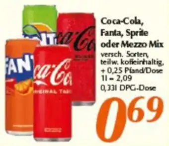 inkoop Coca-Cola, Fanta, Sprite oder Mezzo Mix 0,33 L Angebot