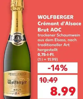 Kaufland WOLFBERGER Crémant d'Alsace Brut AOC 0,75 l Fl. Angebot