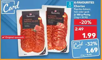 Kaufland K-FAVOURITES Chorizo Paprika-Salam 100-g-Packg. Angebot