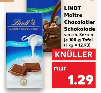 Kaufland LINDT Maître Chocolatier Schokolade 100-g-Tafel Angebot