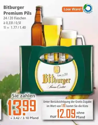 Klaas und Kock Bitburger Premium Pils 24*330/20*500ml Angebot